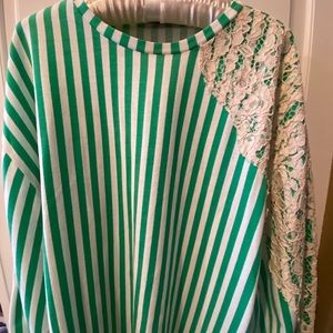 Zara Trafaluc green/white strip tunic - size medium